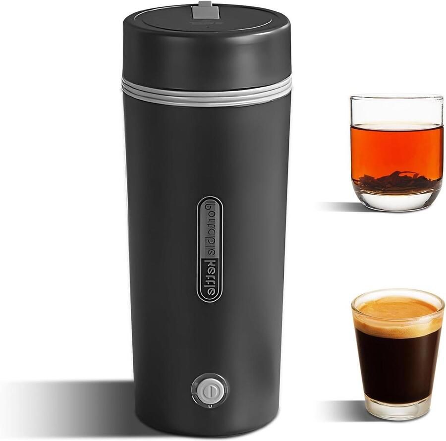 Draagbare waterkoker Thee en koffie Reizen en thuis Voedselveilig materiaal 350 ml Zwart