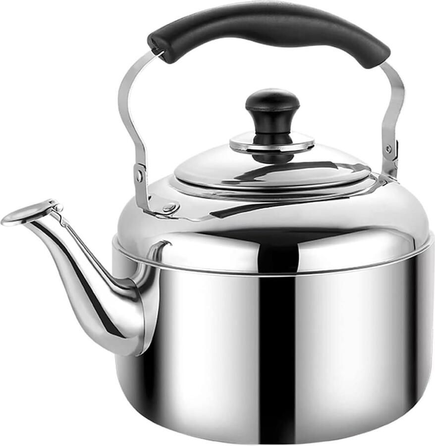 Draagbare waterkoker Theepot fluitketel Water Koken Verfrissend fluitje 3 4 5 Liter Zilver