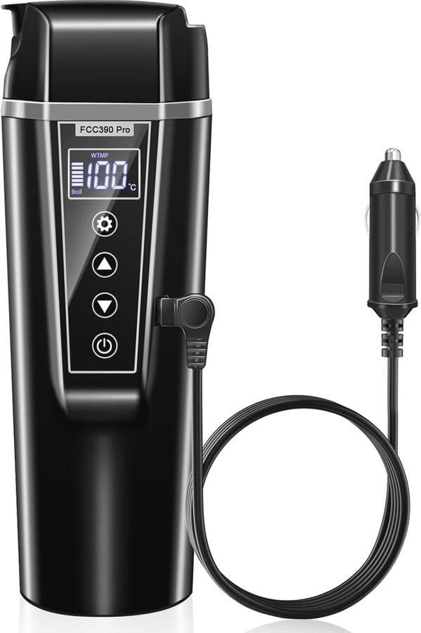 Draagbare Waterkoker voor Auto 12V 24V met Sigarettenaansteker Roestvrij Staal 450 ml