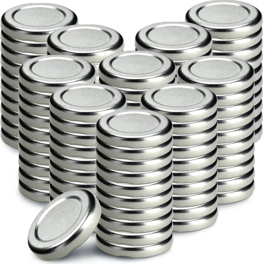 Draai deksels Glazen deksels Potten sluiten Luchtdichte afsluiting 38 mm 100 stuks Zilver