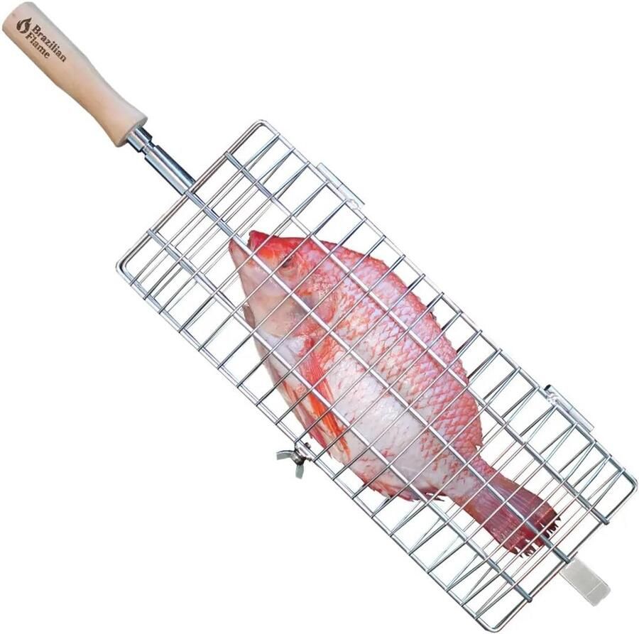 Draaibaar Grillrooster RVS voor Vis en Groenten Universele BBQ Mand