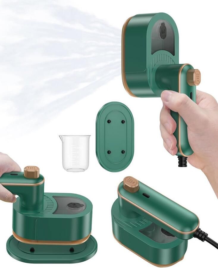 Draaibaar handstoomstrijkijzer 2-in-1 mini reisstrijkijzer met snel opwarmen en opvouwbaar ontwerp