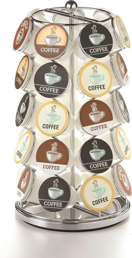 Draaibaar Koffiecupjes Carrousel voor 35 Cups Chroom