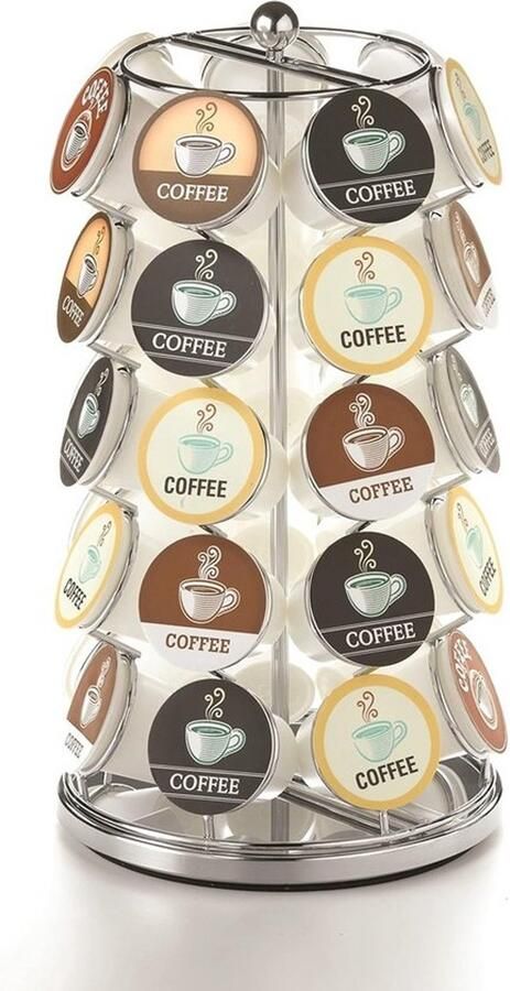 Draaibare carrousel voor koffiecups Ruimte voor 35 cups Chroom