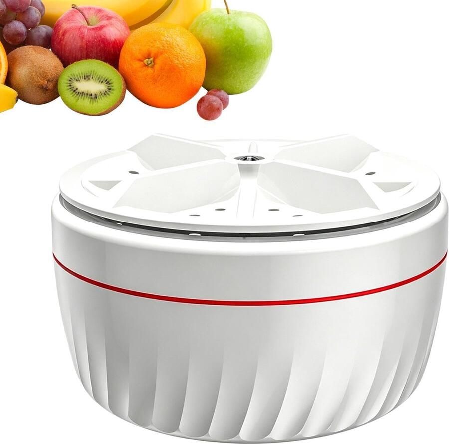 Draaibare Centrifuge Fruit Reiniger Keuken Werkblad Eenvoudige Druk Activering 13 x 13 x 7 cm Wit