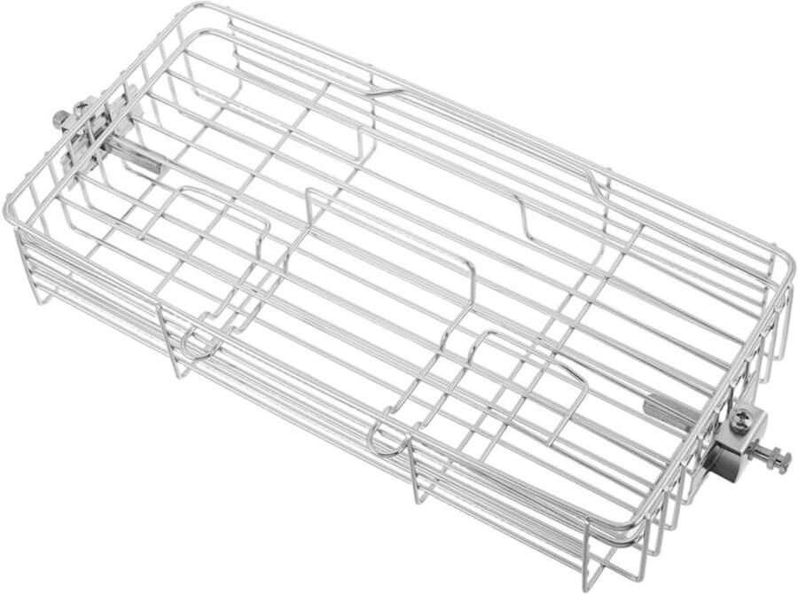 Draaibare Grillmand Barbecue Kooi Gelijkmatig Grillen Uitschuifbaar Ontwerp 36 x 14 x 5 cm Zilver