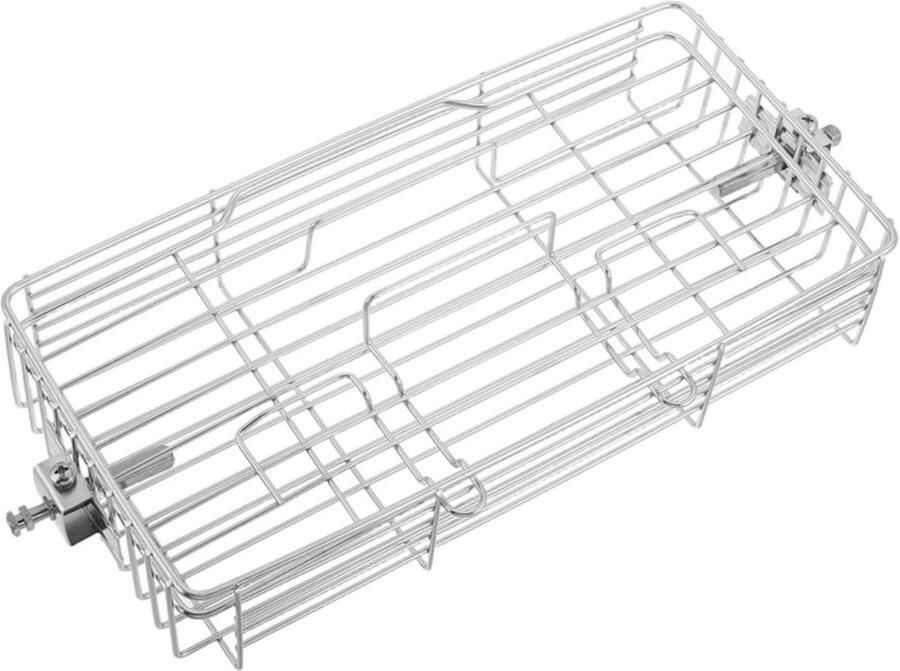 Draaibare Grillmand Barbecue Kooi Gelijkmatig Grillen Verstelbaar DIY-formaat 36 x 14 x 5 cm Zilver