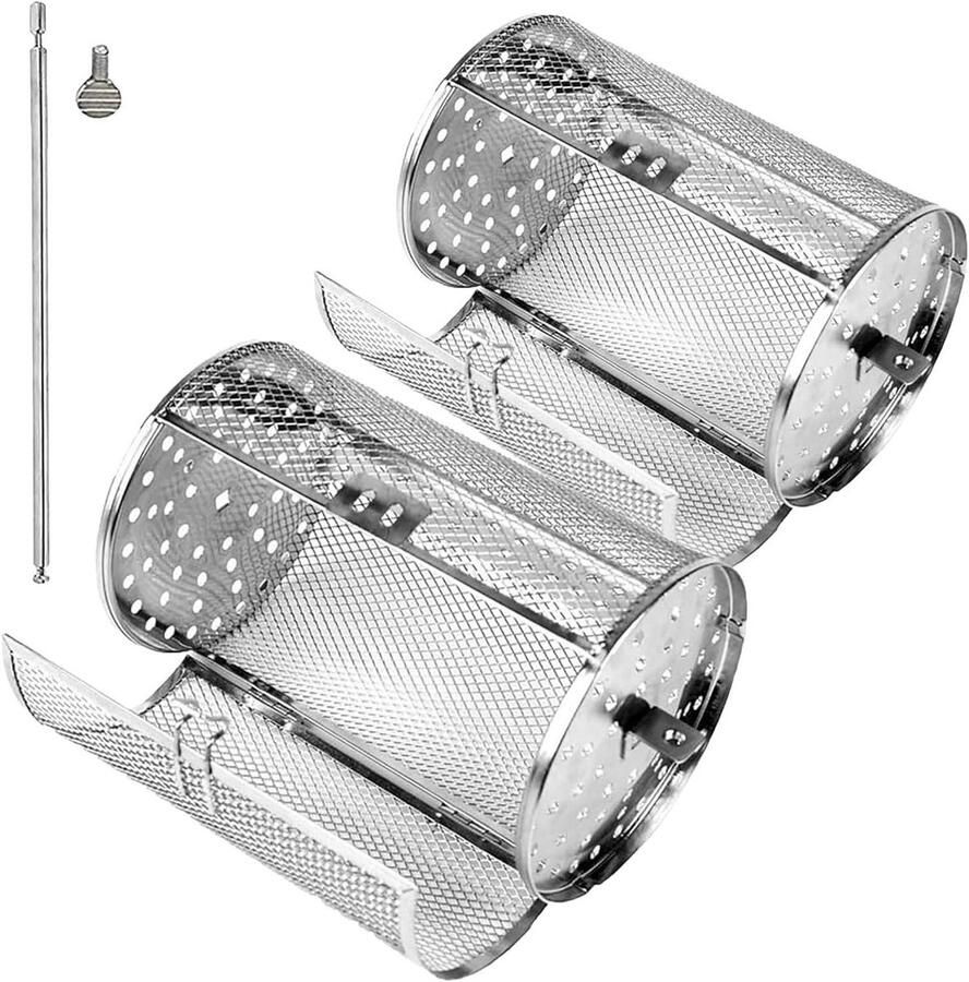 Draaibare Grillmand BBQ Roaster Mand Eten Grillen Roestvrij Staal 14 x 23 cm Type D