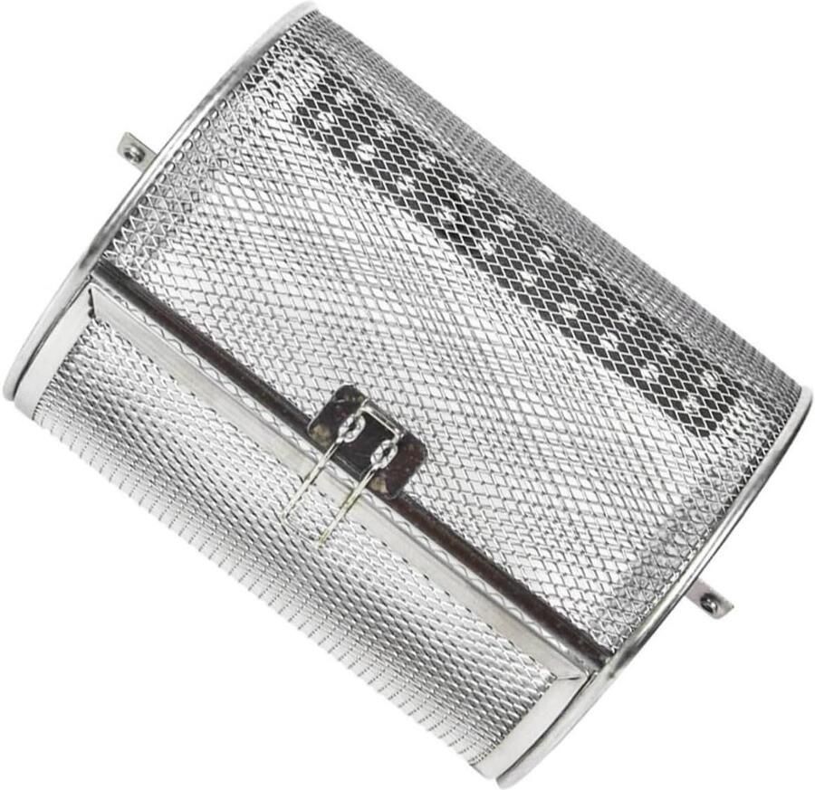Draaibare Grillmand Frietmand BBQ Gelijkmatig Grillen 360 Graden Rotatie 18 x 14 cm Zilver Grijs