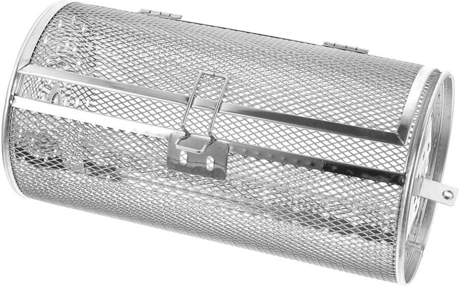 Draaibare Ovenmand Grillkooi Gelijkmatig Grillen 360 Graden Rotatie 25 x 14 cm Zilver