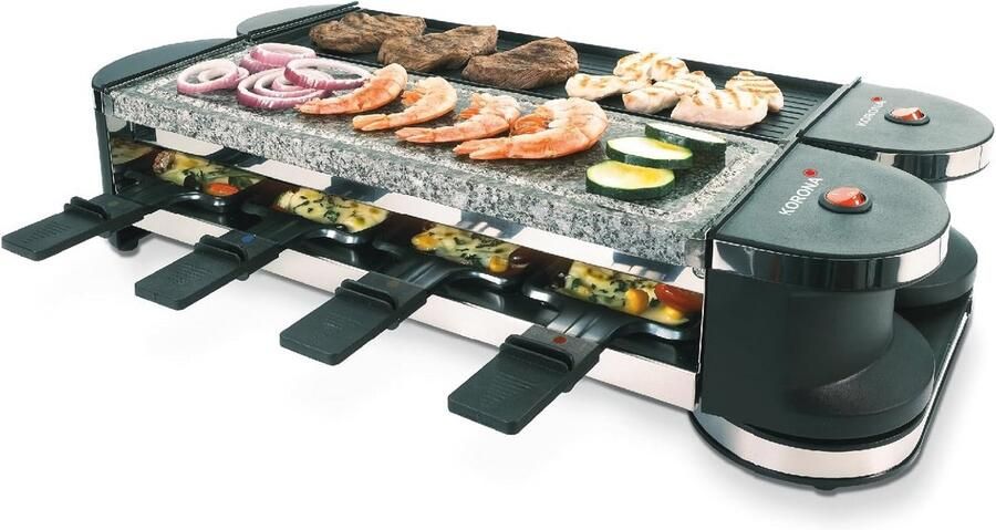 Draaibare raclette voor 8 personen met natuursteen en antiaanbaklaag Grillplaat met extra lange kabel