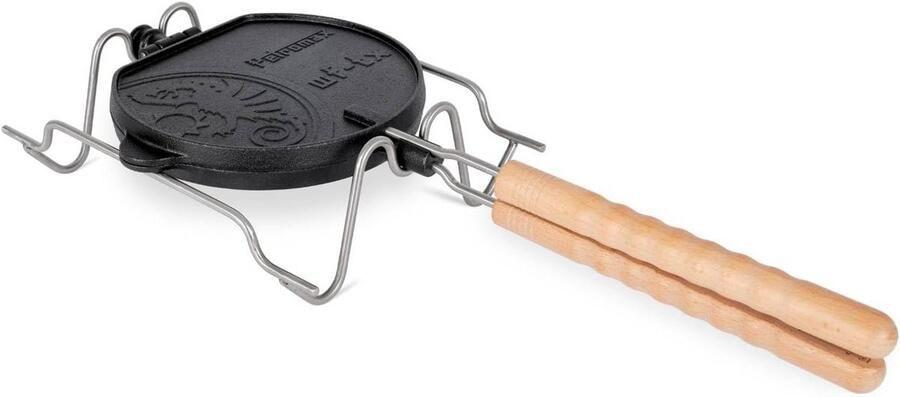 Draaiend Wafelijzer Gietijzer voor Barbecue en Open Vuur