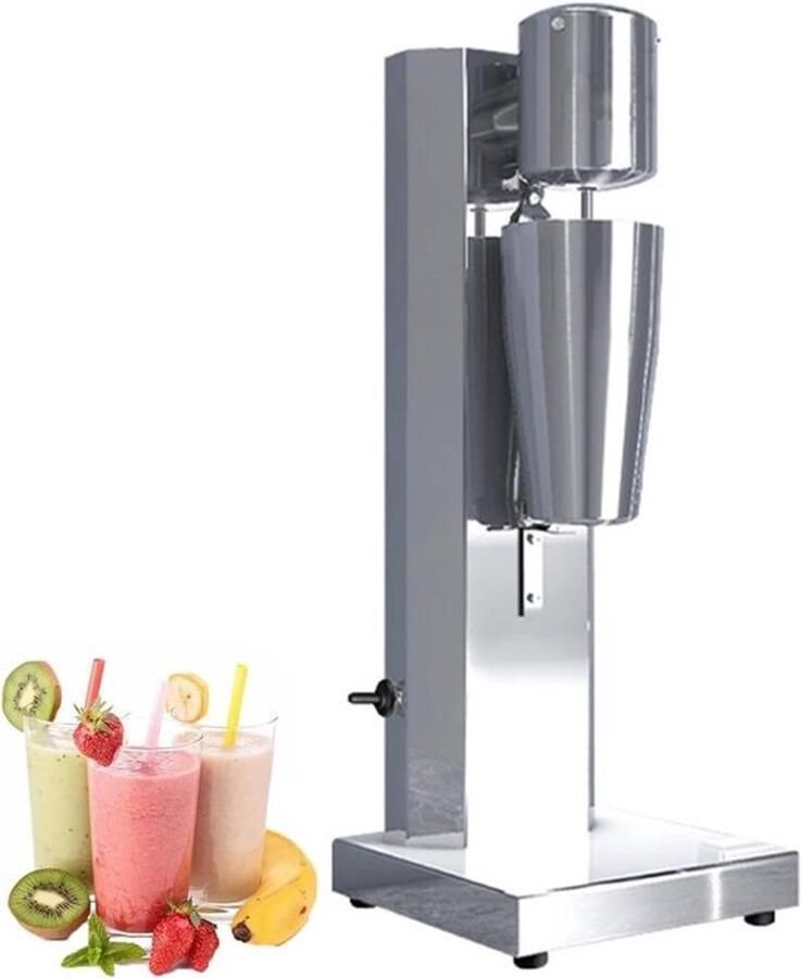 Drankmixer met dubbele kop Shakeblender Professioneel dranken maken Twee snelheden Roestvrij staal Zilver
