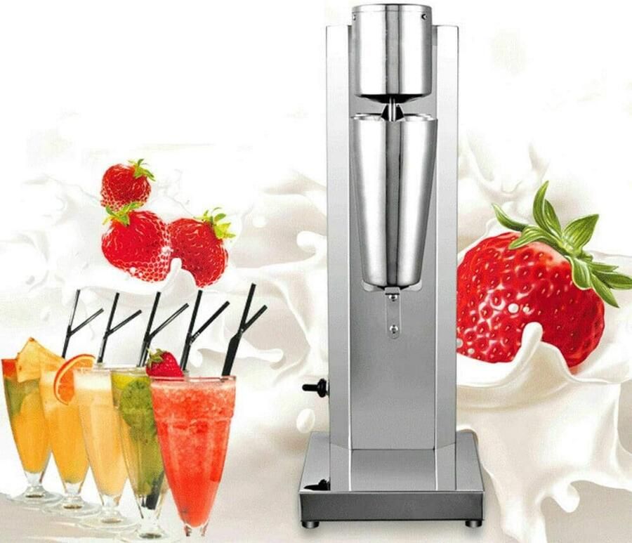 Drankmixer Milkshake apparaat Dranken bereiden Dubbele schijf mengas 53 cm hoog Zilver
