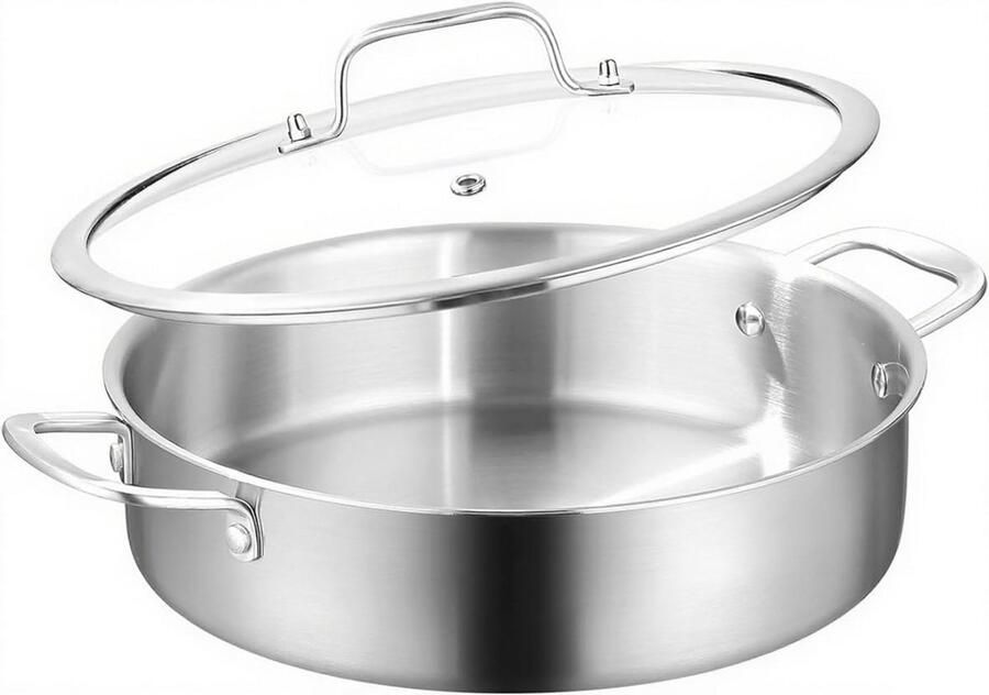 Drie-laagse RVS Koekenpan 30cm Inductie Oven en Vaatwasserbestendig