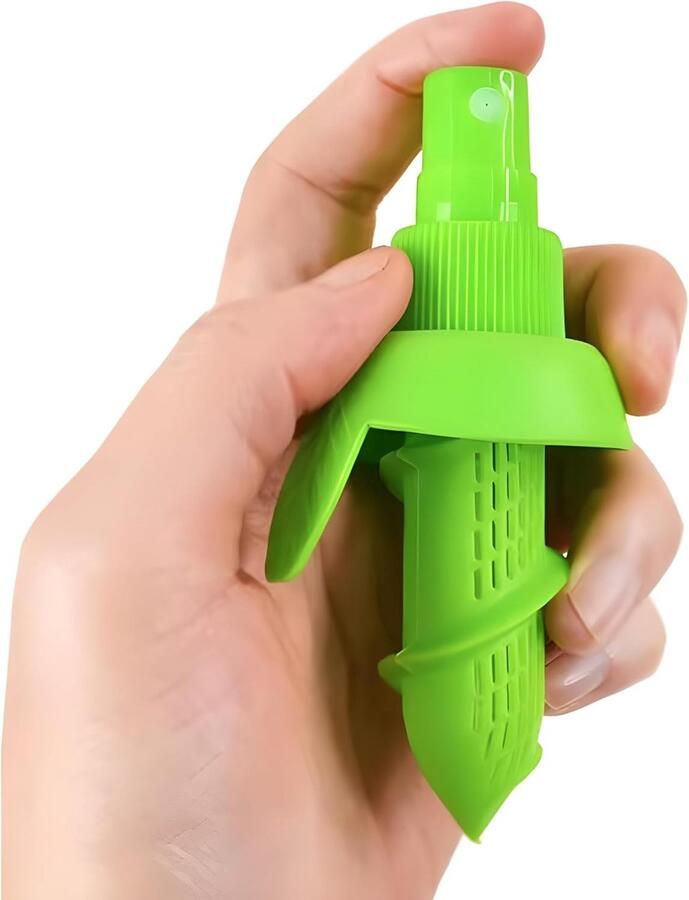 Driedelige citrusspuitset – 2 citroen- en limoensapspuiten met voet – Verse fruitsapmaker voor salades vis groenten en cocktails (groen)