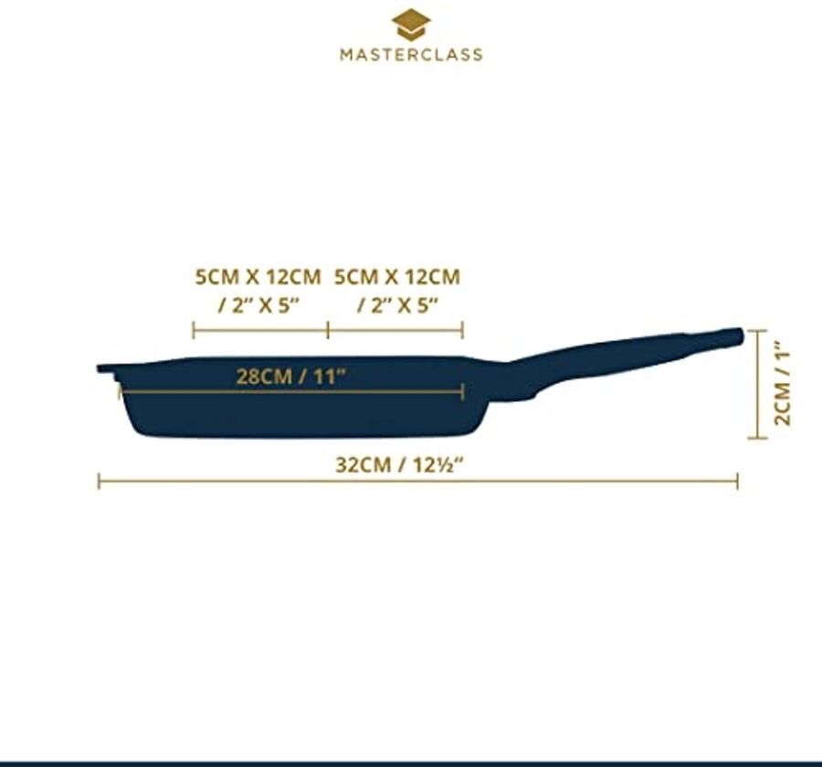 Driedelige Grillpan 32cm 3-in-1 Antiaanbakplaat voor Inductie Gegoten Aluminium