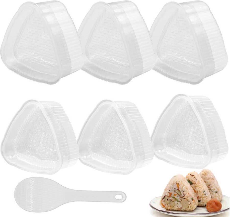 Driehoekige Onigiri Maker Set voor Zelfgemaakte Sushi Grote en Kleine Vormen met Rijstlepel 6 Stuks