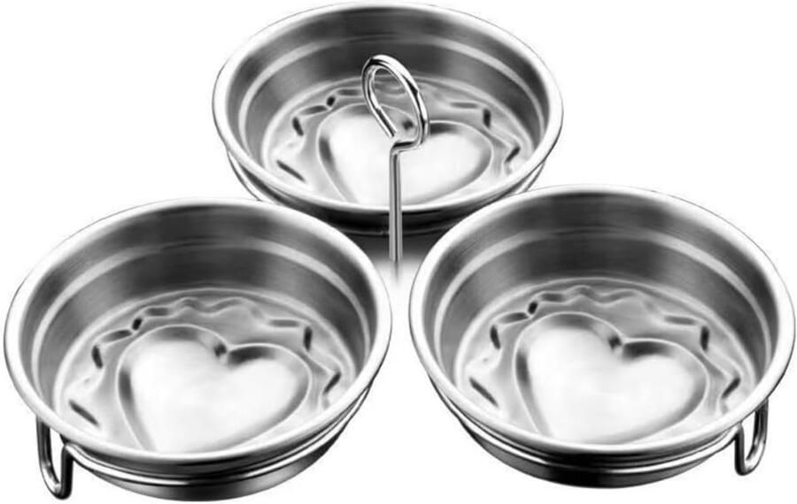 Drie‑in‑Eén Roestvrijstalen Eierstomer Ronde Metalen Eierkookvorm met Hartvormige Uitsparing Praktisch Huishoudelijk Keukengerei voor het Bereiden van Eieren