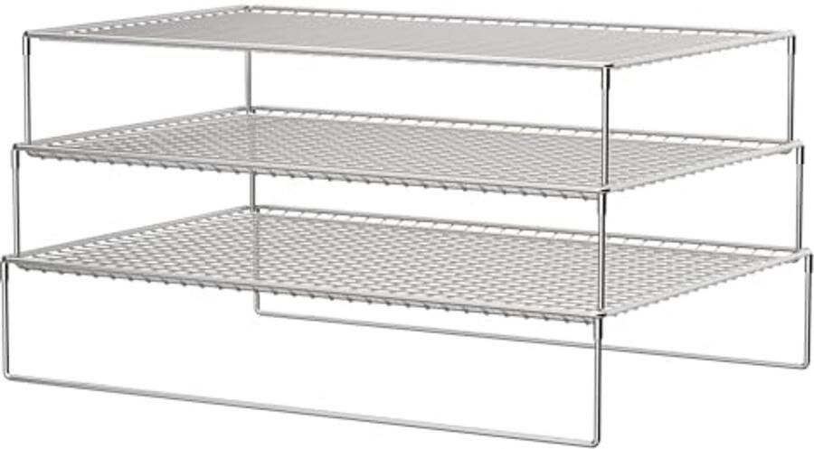 Drielaags stapelbaar koelrek van roestvrij staal voor koken en bakken