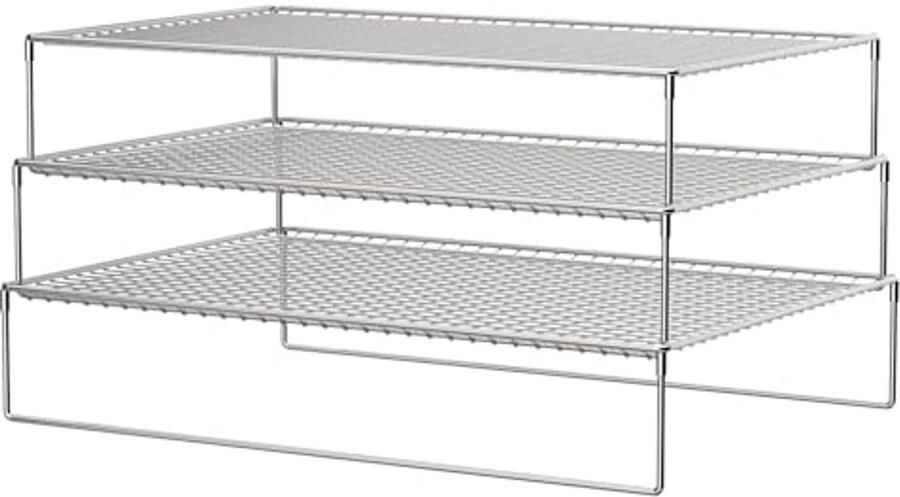 Drielaags stapelbaar koelrek van roestvrij staal voor koken en bakken