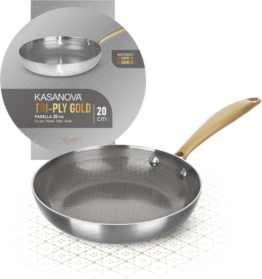 Drielaagse Braadpan 20 cm Hoogwaardige Koekenpan met Tri-Ply Technologie