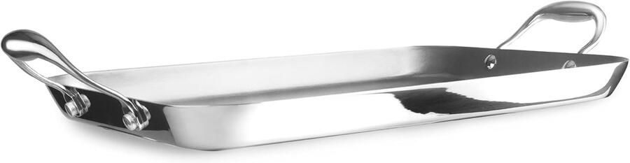 Drielaagse grillplaat Gevulde pan Gezond koken PFAS-vrij kookoppervlak 38 x 25 cm Zilver