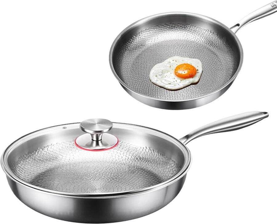 Drielaagse Koekenpan Titanium Pan Gezond Koken Gelijkmatige Verwarming 28 cm Meerkleurig