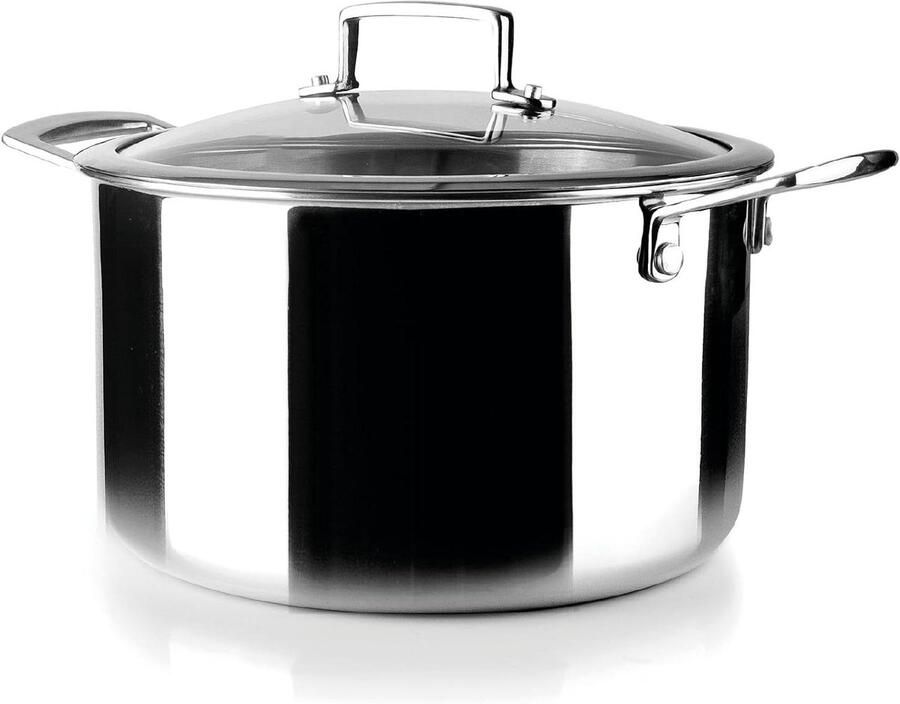 Drielaagse Kookpan Soeppan Stoofpan Gezond Koken Aluminium Kern 24 cm Zilver