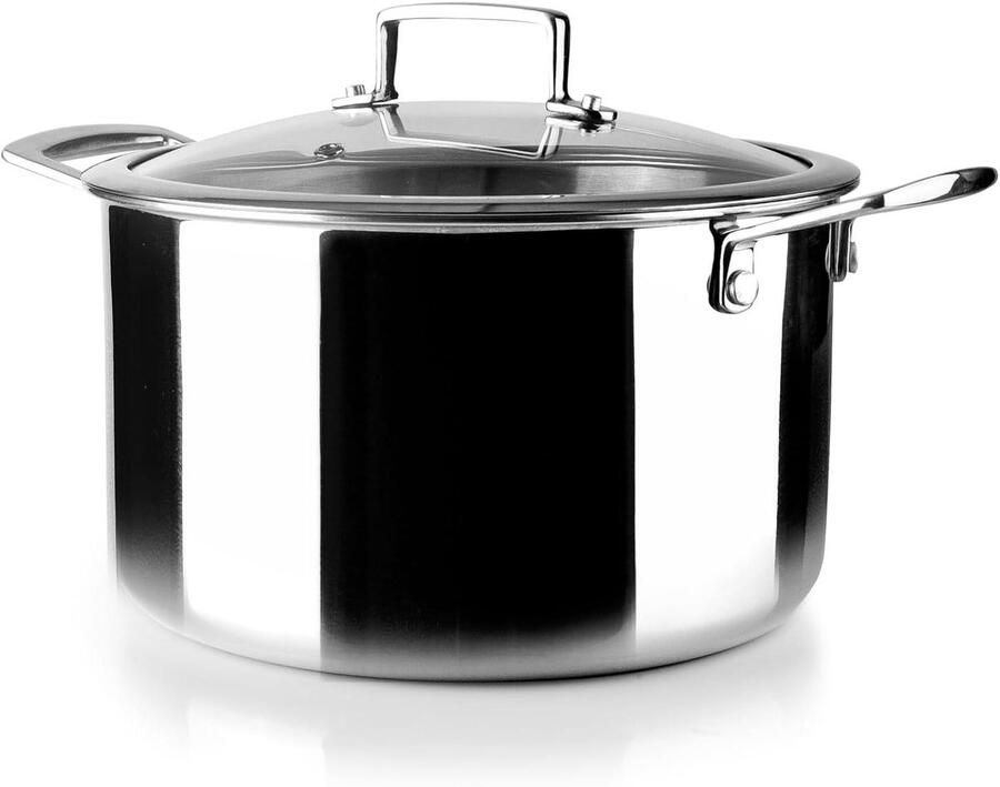Drielaagse Kookpan Soeppan Stoofpan Gezond Koken Homogene Warmtegeleiding 20 cm Zilverkleurig