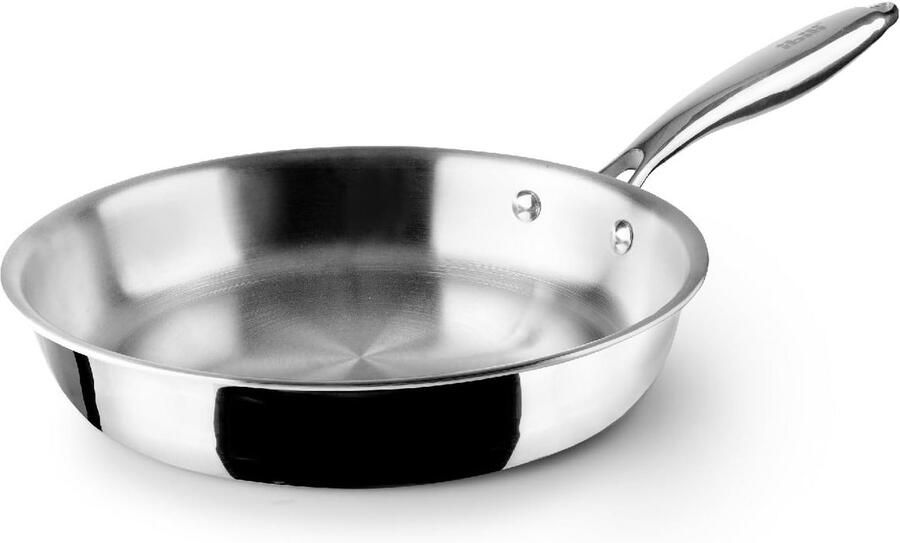 Drielaagse Pan Koekenpan Gelijkmatig Bakken Roestvrij Staal 26 cm Zilver