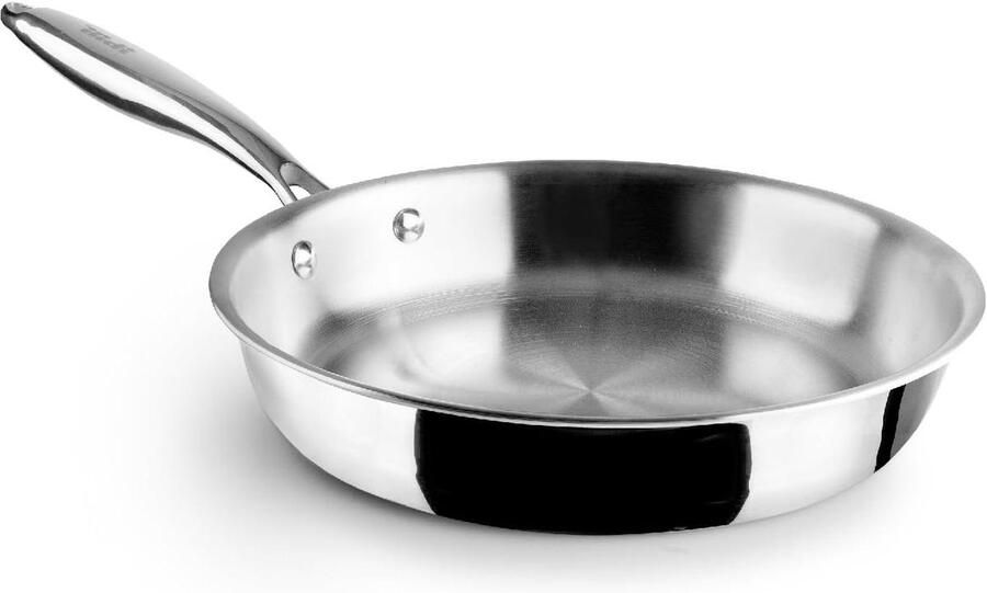 Drielaagse Pan Koekenpan Natuurlijk Gezond Koken Inductie Geschikt 26 cm Zilverkleurig