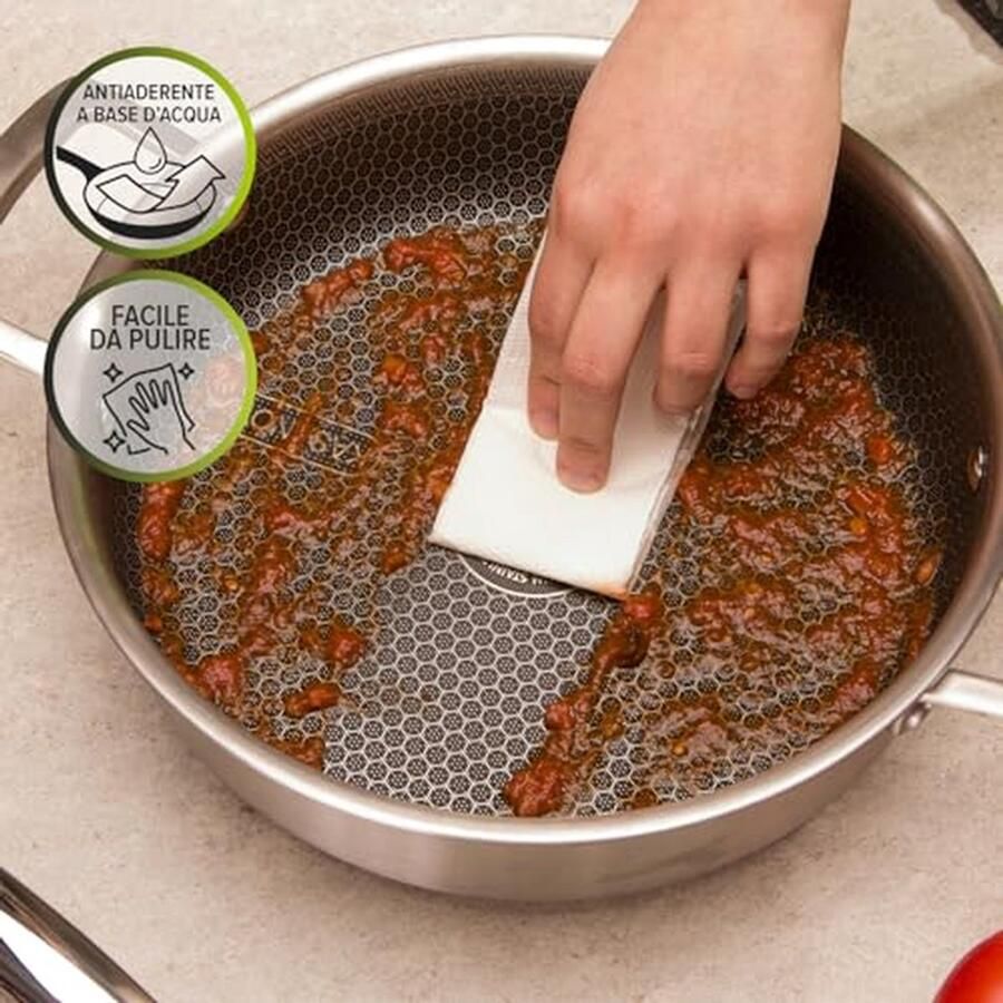 Drielaagse pot Kookpan met deksel Culinaire ervaring Gelijkmatige warmteverdeling 28 cm Zwart