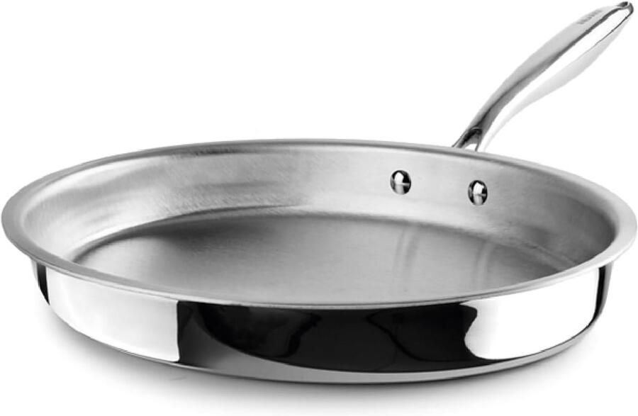 Drielaagse Vispan Natuurlijke Koekenpan Gezond Koken Vrij van Coatings 34 x 23 cm Zilver