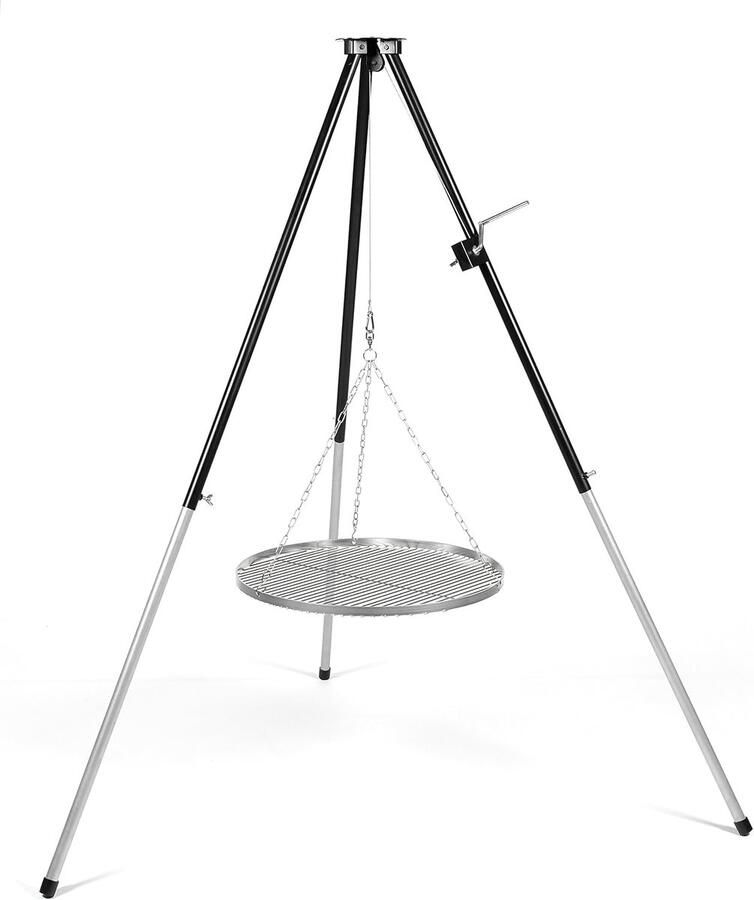 Driepoot grillframe zwenkgrill 170 cm tripod grillstandaard met zwengel in hoogte verstelbare grill-driepoot voor haard en kampvuur zonder grillrooster