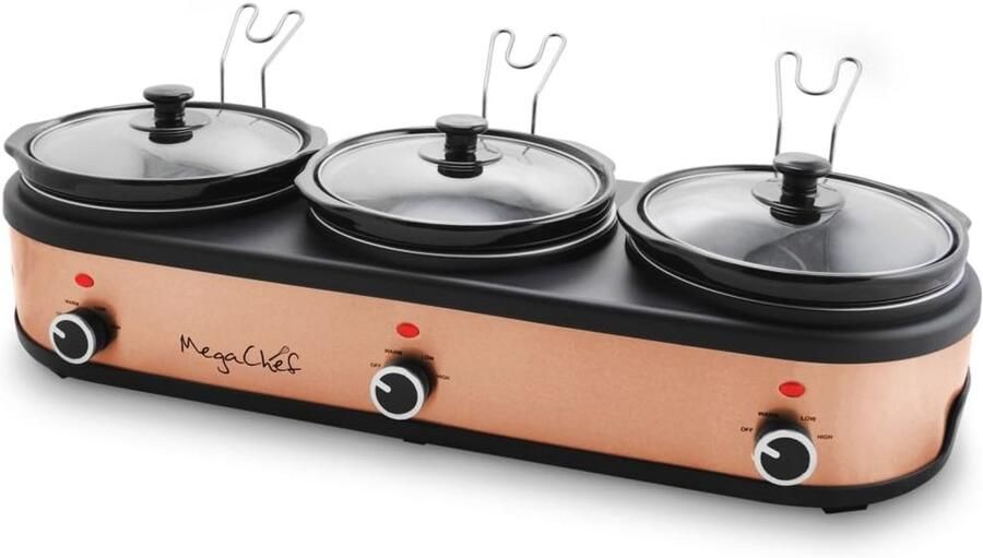 Drievoudig Slowcooker en Buffetserver met Keramische Pannen 2 5 Liter - Foto 1