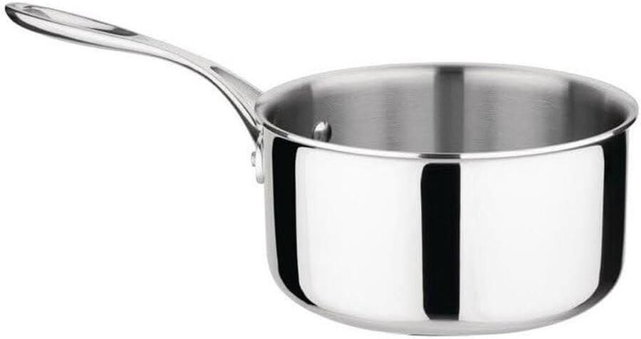 Driewandige steelpan Kookpan met steel Maken van sauzen Gehamerd design 180x95mm Zilverkleurig