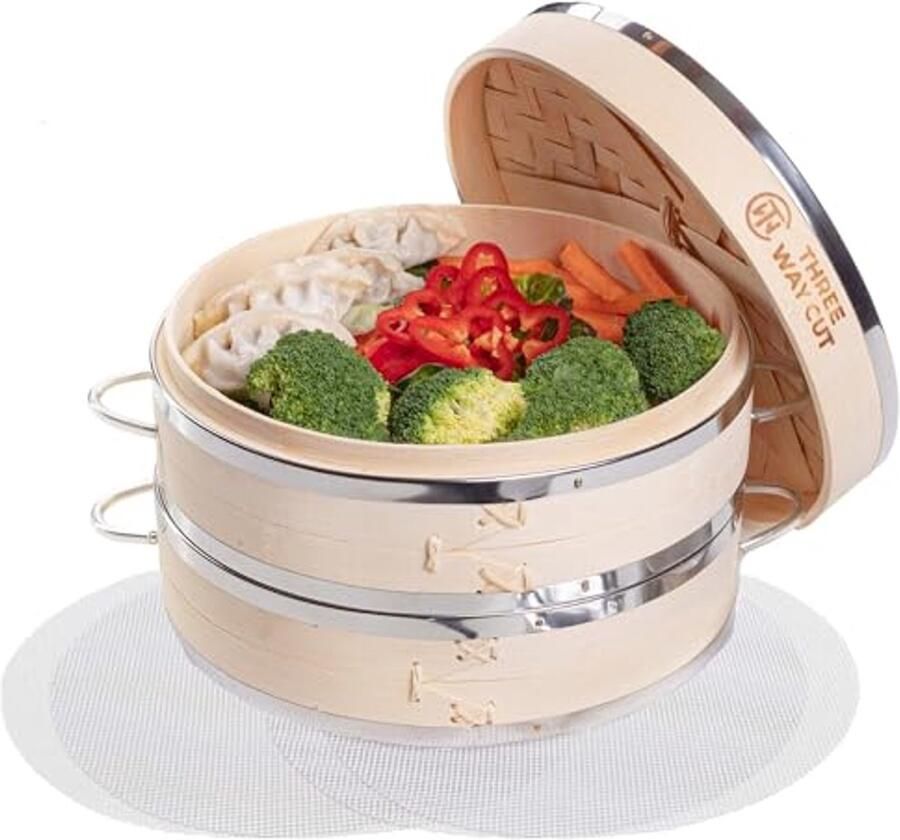 Drieweg Bamboo Stoomboot 25 cm Herbruikbare Mand voor Dim Sum en Groenten