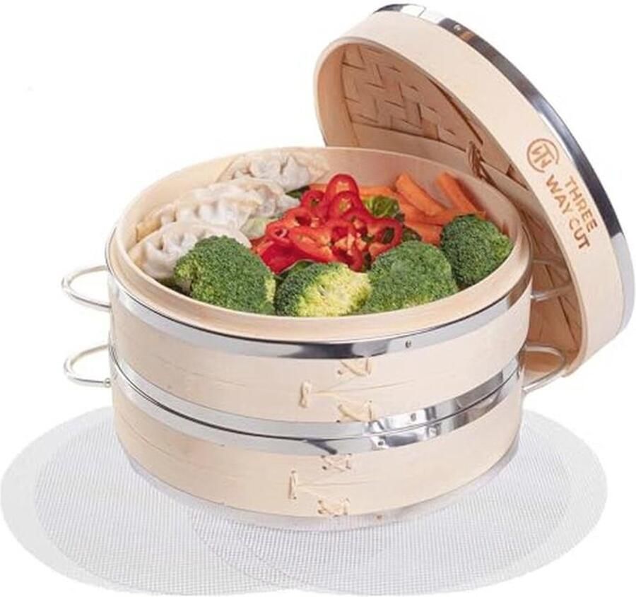 Drieweg Bamboo Stoomboot 25 cm Herbruikbare Mand voor Dim Sum en Groenten