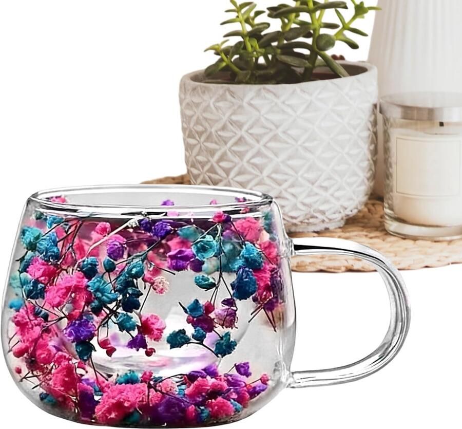 Drinkbekers botanisch doordrenkte transparant theeglas Artistieke bloemendisplay drinkcontainer stijlvol dagelijks servies voor sap thee verjaardagsbijeenkomst
