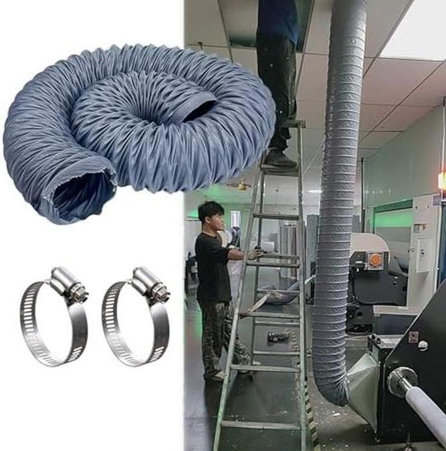 Droger Vent Slang Afzuigkap Kanaal Luchtslang Ventilatie Luchtcirculatie Stalen Spiraalkern 2 meter 50mm Zwart