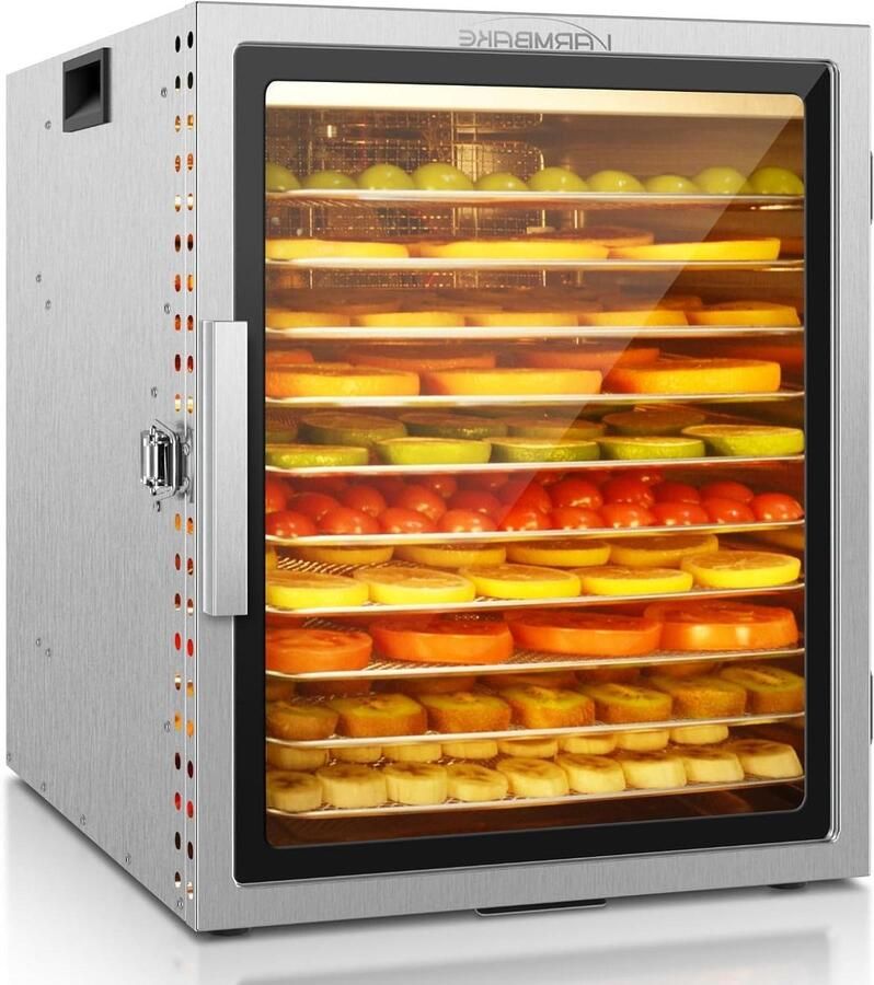 Droogautomaat Roestvrij Staal Voedseldroger Dehydrator Voedsel Drogen 10 Etages Groot 084 m² Oppervlak Wit