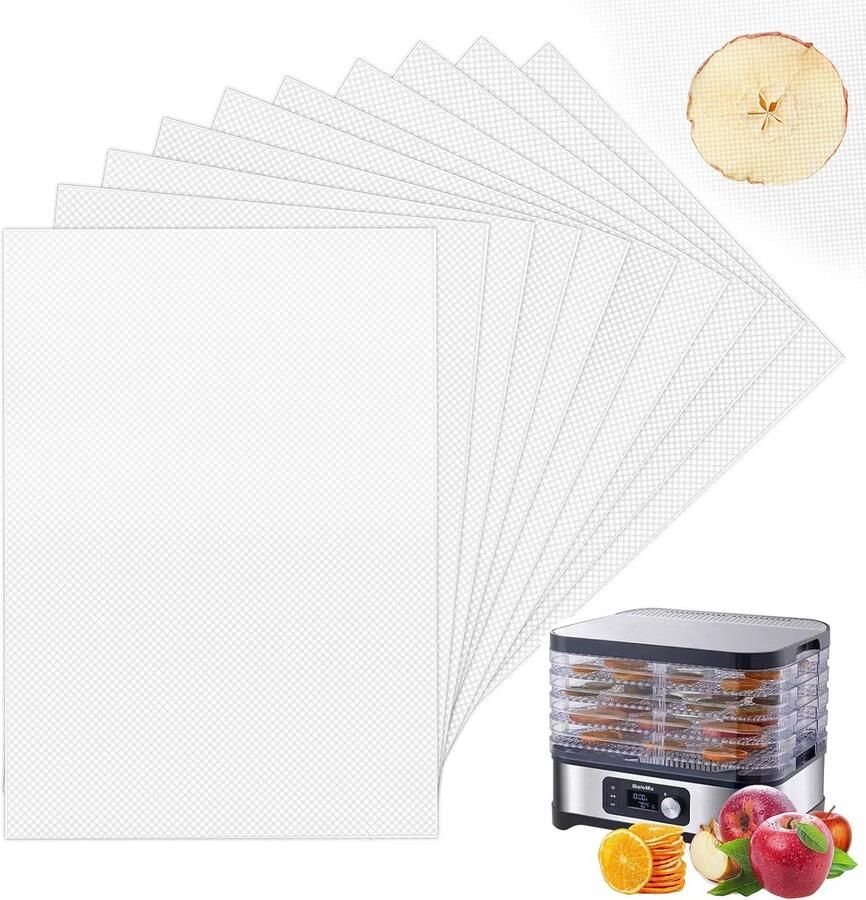 Droogfolie voor droogautomaat 10 stuks dehydratorbladeren 27 x 17 cm siliconen anti-aanbaklaag netfolie voor fruitdroger BPA-vrij fruitleer mat levensmiddelen fruitdroger