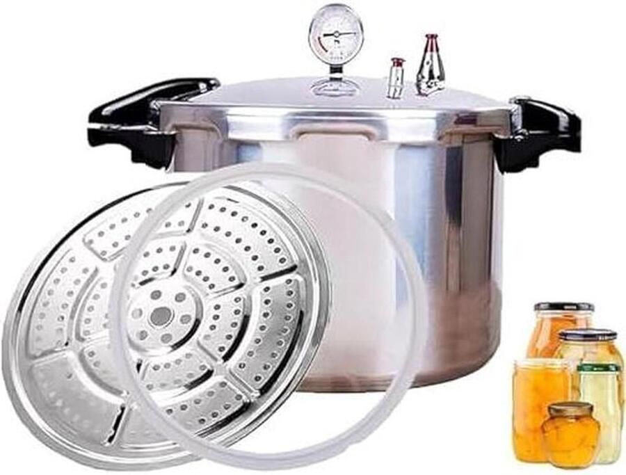 Druk Canner Fornuis Snelkookpan Inblikken Voedsel Bewaren Veiligheidskleppen Manometer 15 22 Liter Zilver