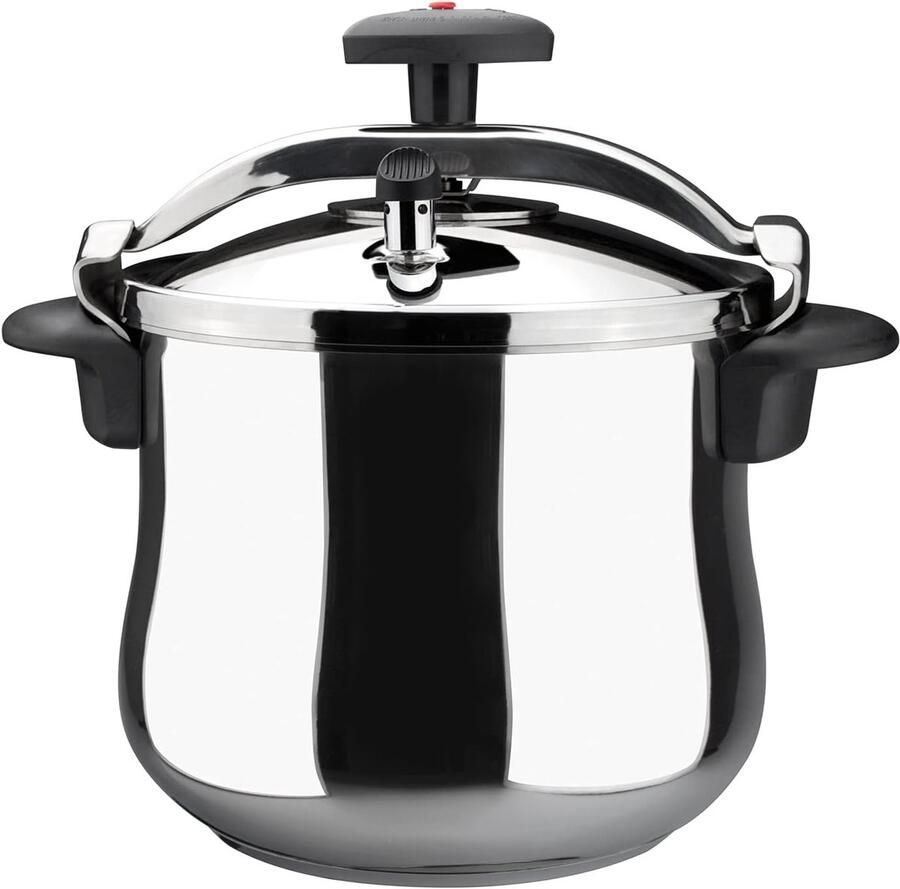 Snelkookpan Drukmaker Sneller Koken 3 Veiligheidssystemen 8 Liter Metaalkleur