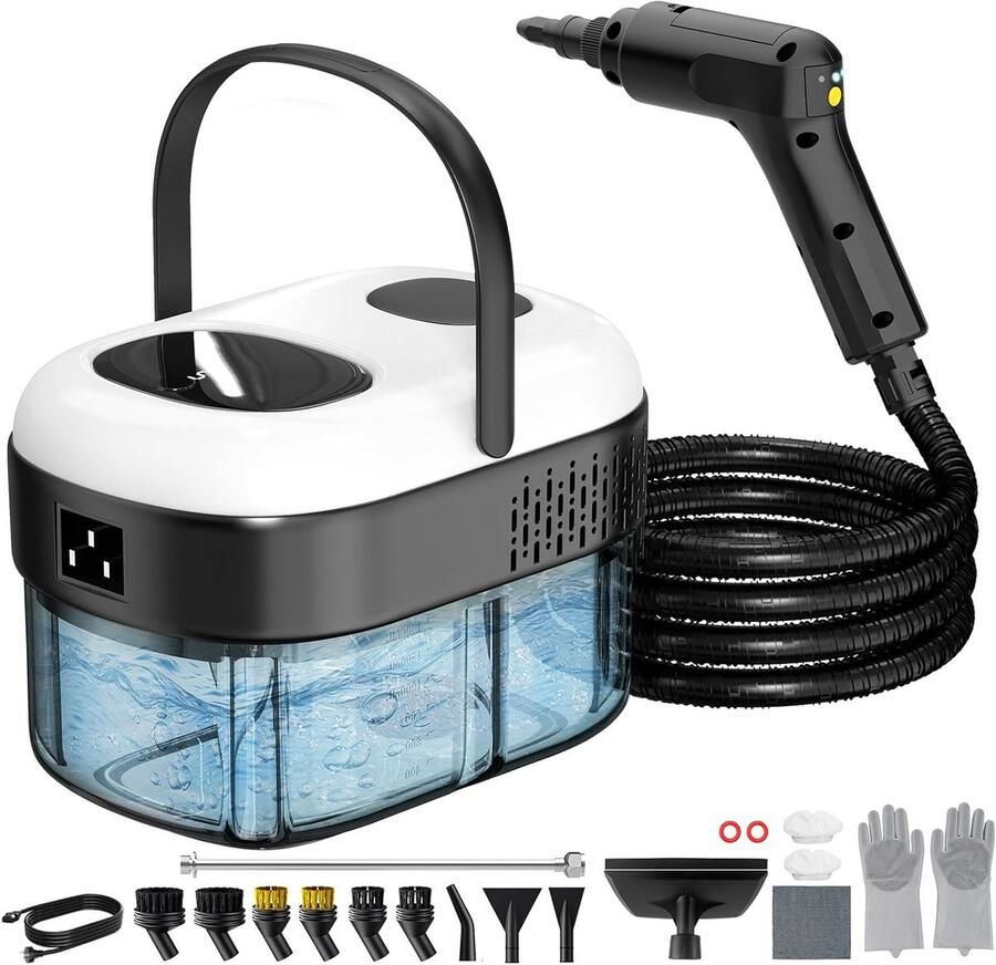 Druk-stoomreiniger verstelbare handgreep met 3 standen 15 seconden snel opwarmen en 1500 ml tank 2500 W handstomer voor vloer tegels voegen bank auto keuken en