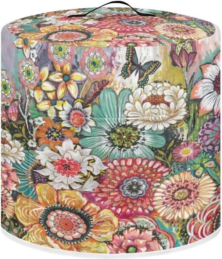 Drukpan Afdekhoes Keukenapparaat Cover Keuken Organiseren Met Opbergvak L 15x14 Bloemenroze