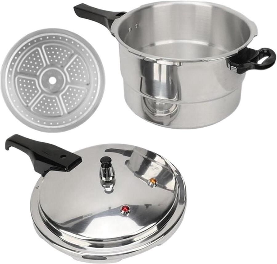 Drukpan Aluminium Snelkookpan Pan Maaltijden Bereiden Met Stoominzet 5 Liter Zilverkleurig