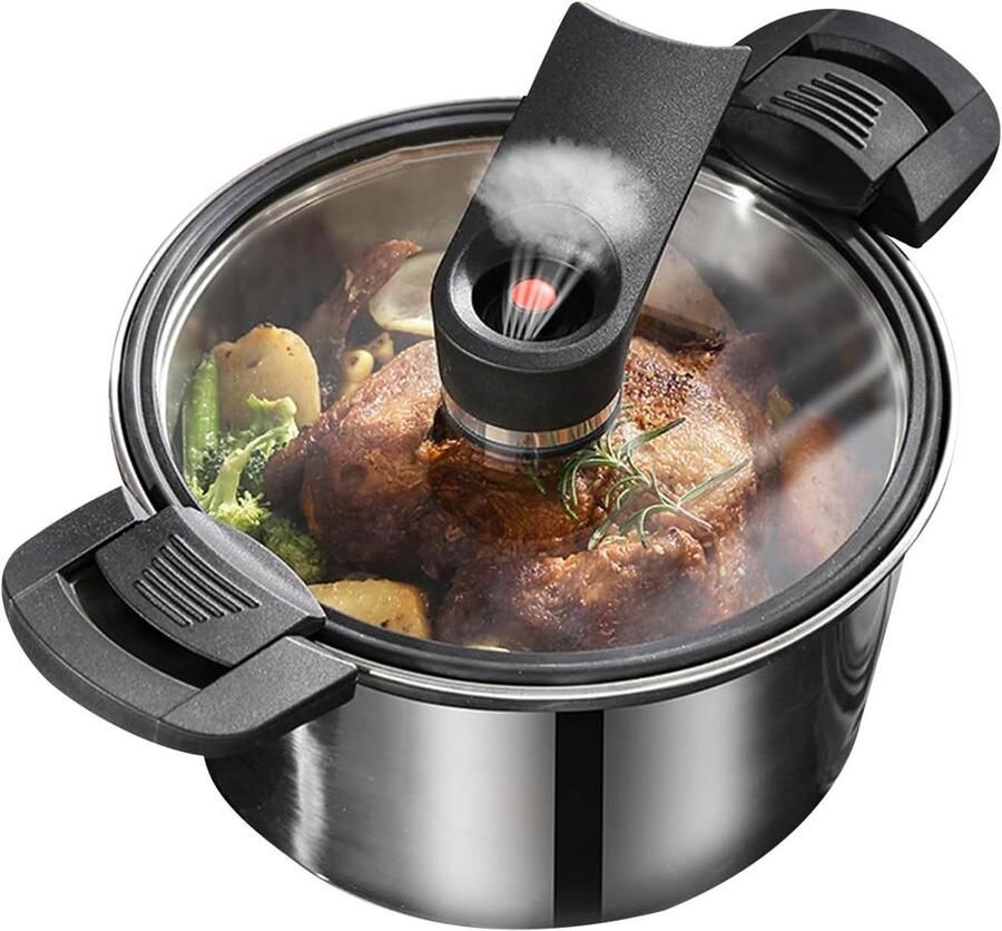 Roestvrijstalen Drukpan Snelkookpan Keuken Snel Koken Microdruk Techniek 20 cm Zilver