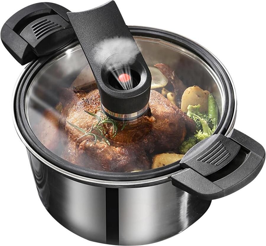 Drukpan Roestvrij Staal Snelkookpan Stoomkoker Snel Koken Universele Warmte Compatibiliteit 20 cm Diameter